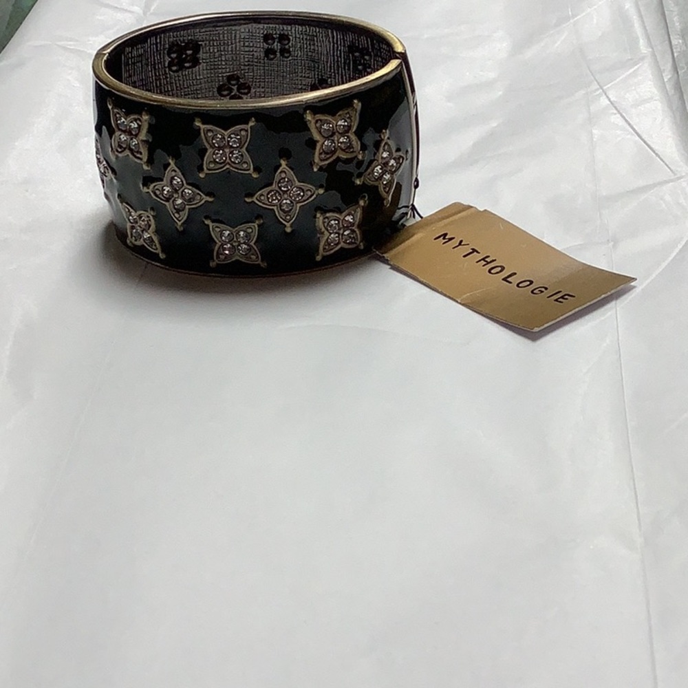 MYTHOLOGIES bracelet. Black enamel,gold and CZ